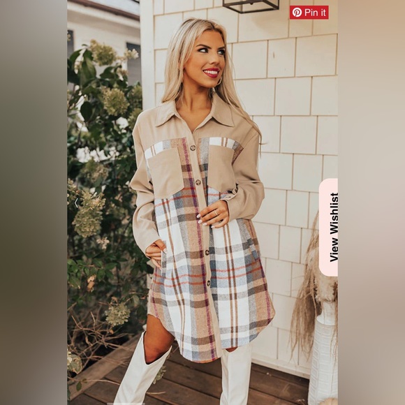 Impressions Dresses & Skirts - FALL FIELDS PLAID DRESS IN BEIGE Sz. S